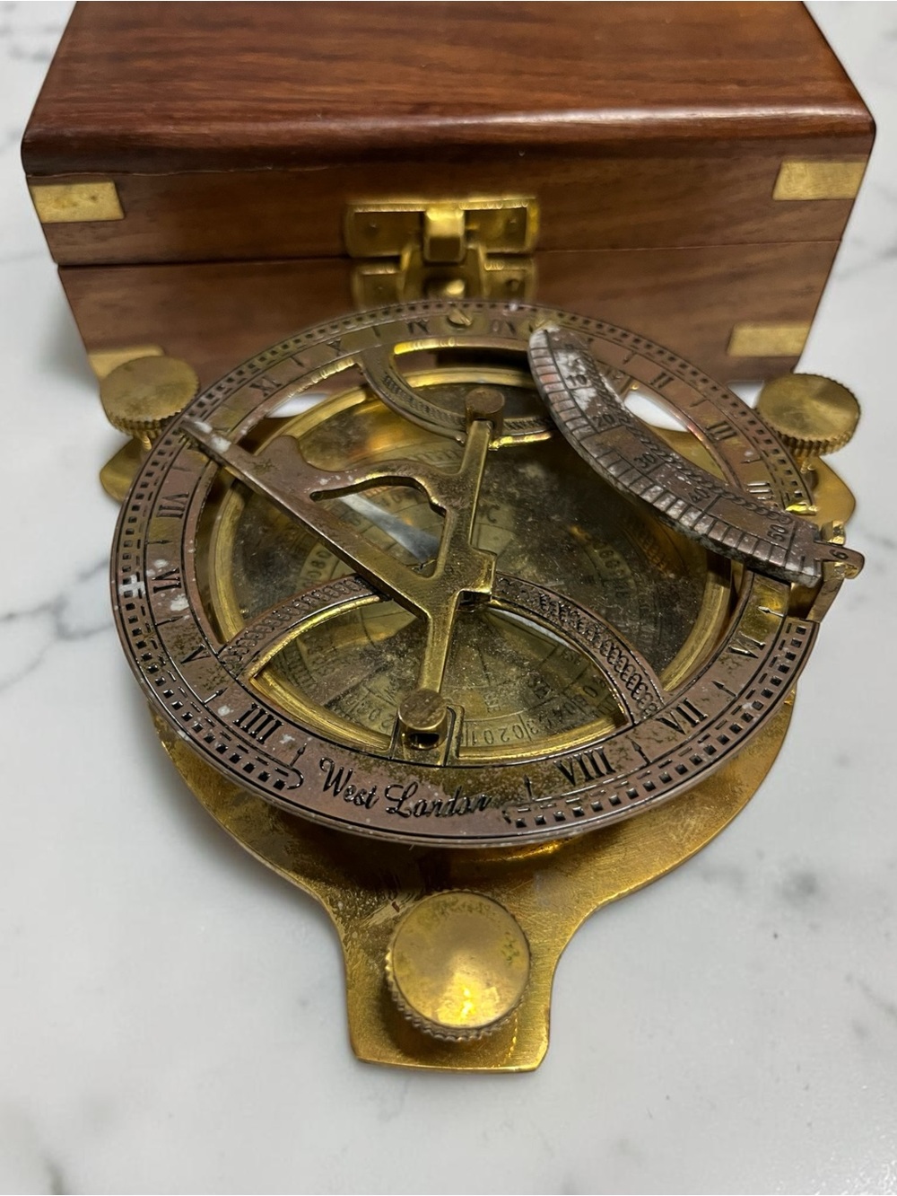 Vintage solid brass West London Sundal compass